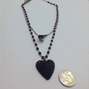 Betsey Johnson black heart necklace